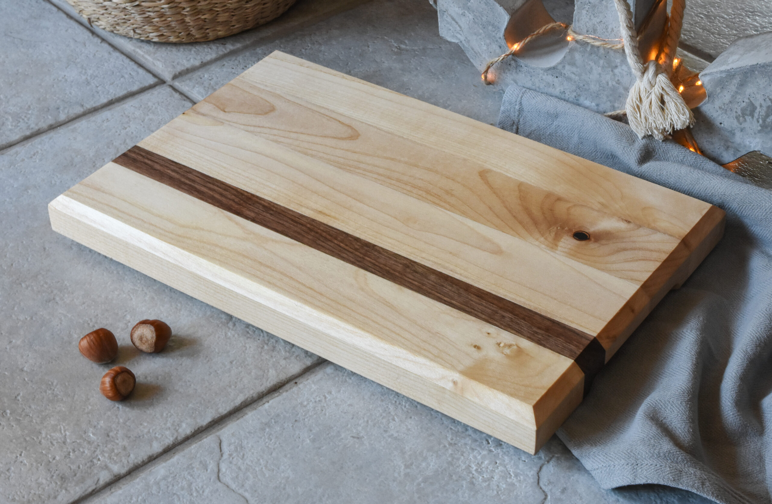 Minimalist Maple & Black Walnut Cutting and Serving Board