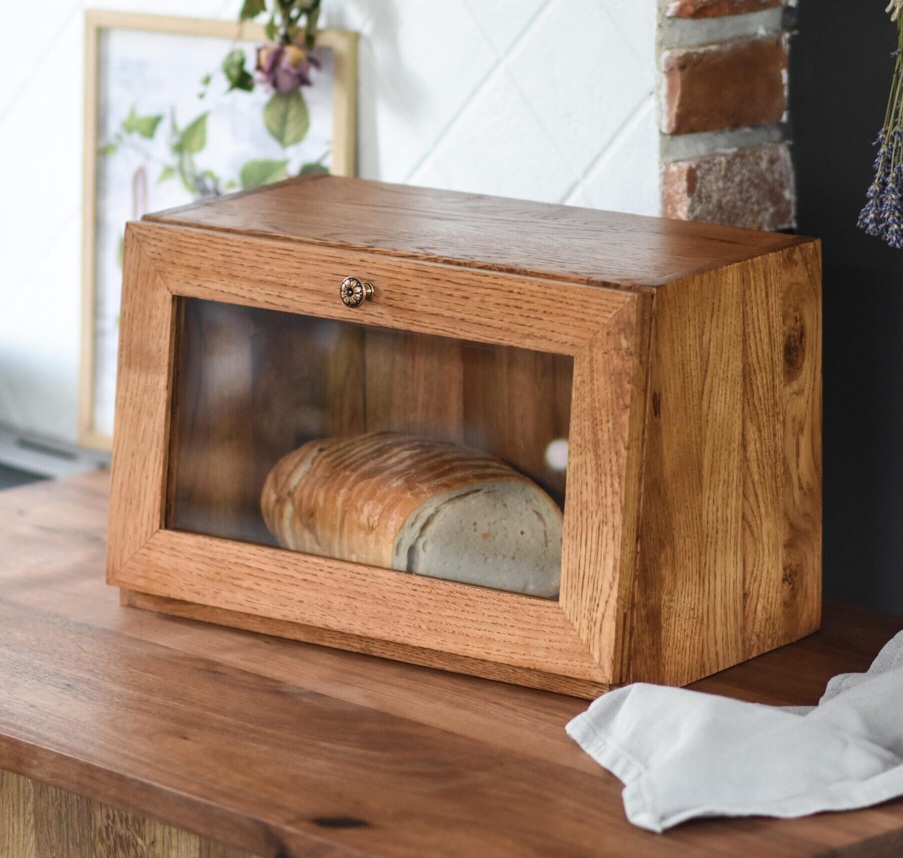 Dębowy Chlebak ze Szkłem