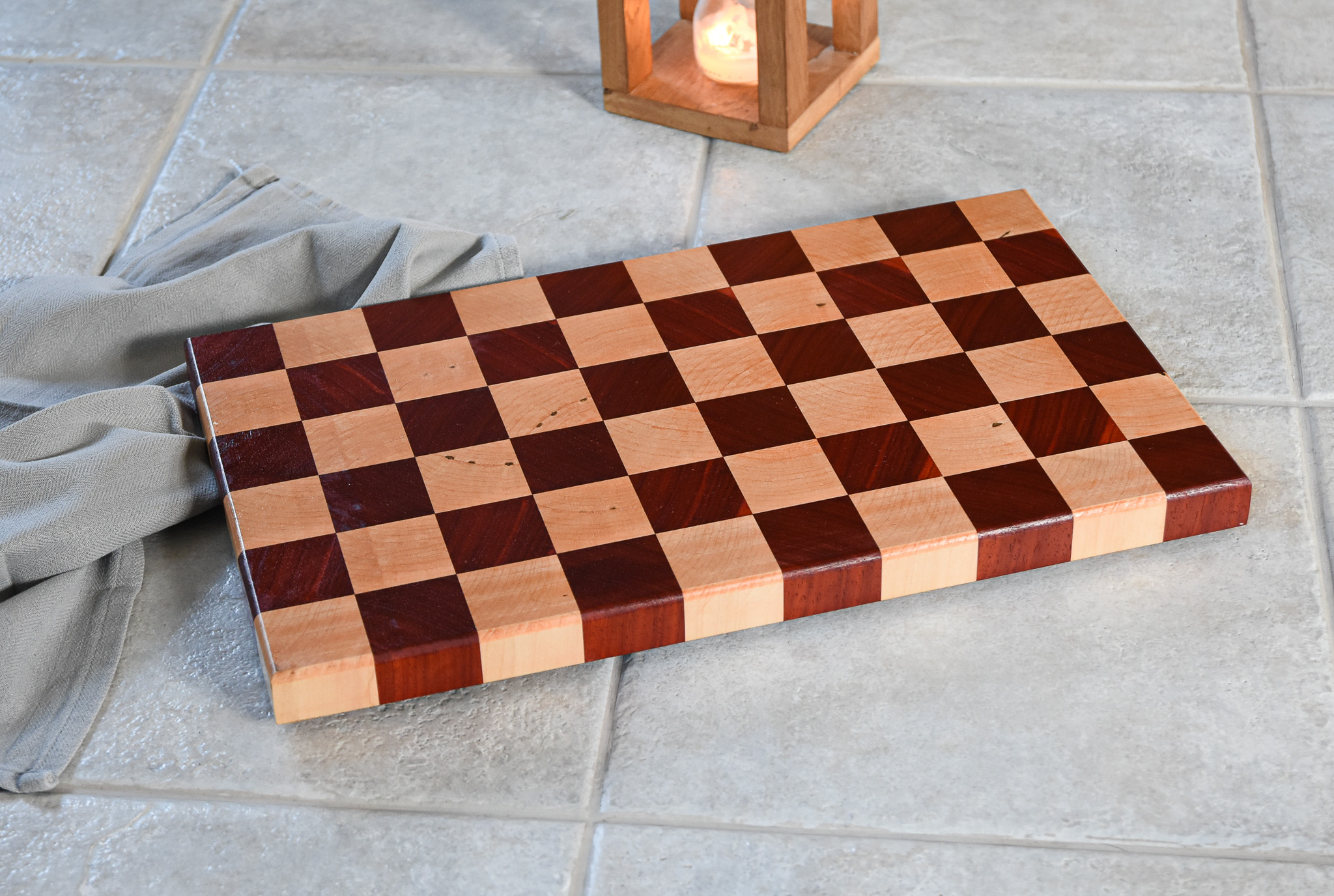 Deska do Krojenia typu End Grain – Szachownica Klon i Paduk